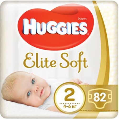 Подгузники «Huggies» Elite Soft 2, 4-6 кг, 82 шт