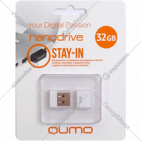 USB Flash «Qumo» Nano 32GB, QM32GUD-NANO-W