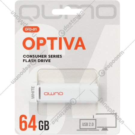 USB Flash «Qumo» Optiva 02 64GB 2.0, QM64GUD-OP2-white