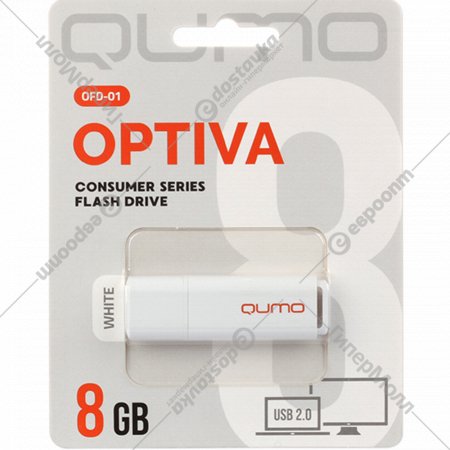 USB Flash «Qumo» Optiva 01 8GB 2.0, QM8GUD-OP1-white
