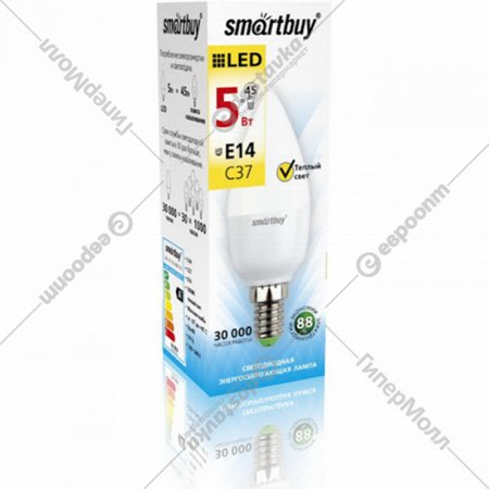 Светодиодная LED лампа «Smartbuy» C37, 5W, E14.