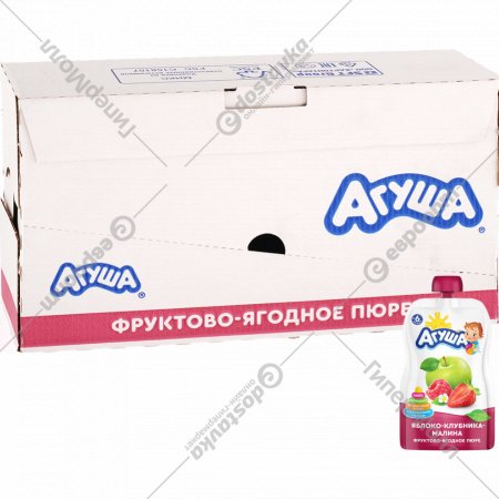 Уп.Пюре фруктово-ягодное «Агуша» из яблока, клубники и малины, 10х90 г