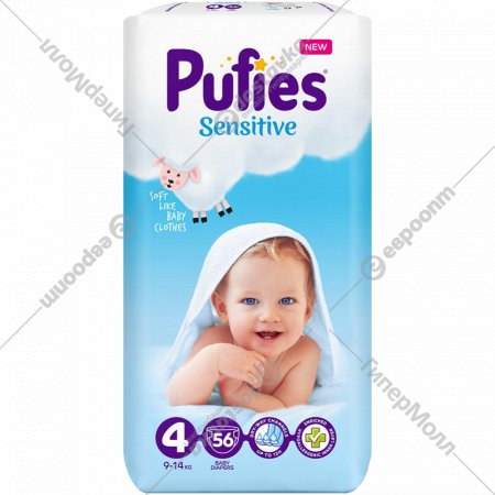 Подгузники детские «Pufies» Sensitive, размер Maxi, 9-14 кг, 56 шт