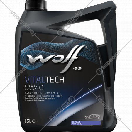Масло моторное «Wolf» VitalTech, 5W-40, B4 Diesel, 26116/5, 5 л