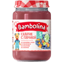 

Пюре"BAMBOLINA"(ябл.,персик,голуб.) 190г
