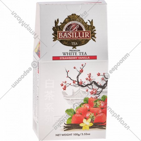 Чай белый «Basilur» клубника и ваниль, листовой, 100 г