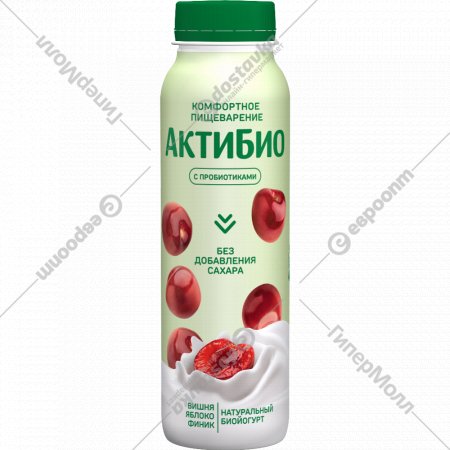 Биойогурт «АктиБио» яблоко-вишня-финик, без сахара 1,5%, 260 г