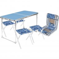 Комплект складной мебели «Nika» стол + 4 стула, ССТ-К2/ГД, голубой/джинс
