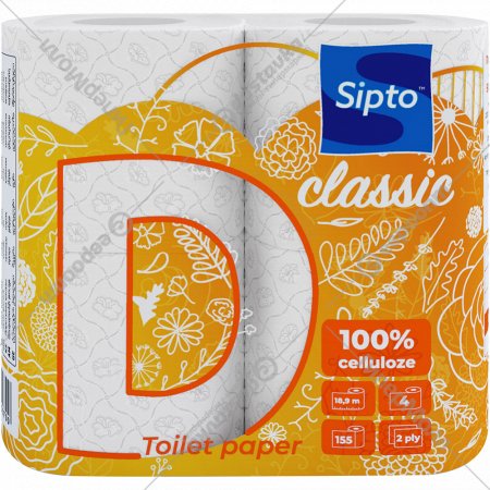 Бумага туалетная «Sipto» Deco Class 2-х слойная, 4 рулона