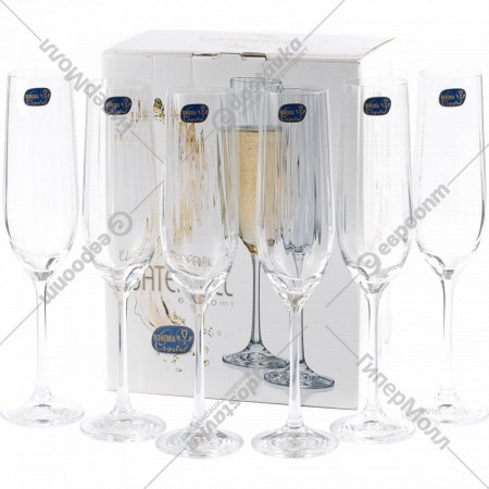 Набор бокалов «Waterfall» для вина и шампанского, 6 шт, 350 мл