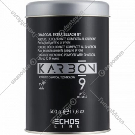 Обесцвечиваюший порошок для волос «EchosLine» Charcoal Extra Bleach, угольный беспыльный до 9 тонов, 500 г