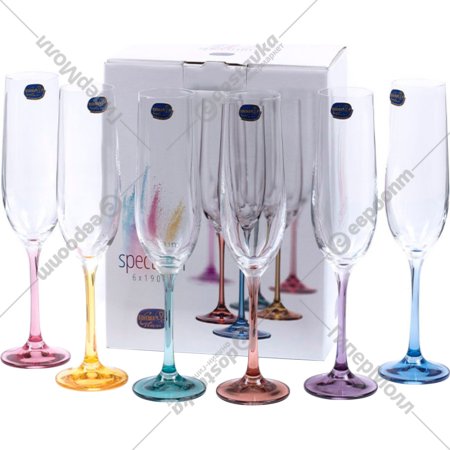 Набор бокалов для шампанского «Crystalex» Spectrum, 40729/382222/190, 6 шт