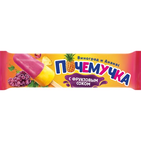 Фруктовый лед «Nestle» Почемучка, ананас и виноград, 76 г