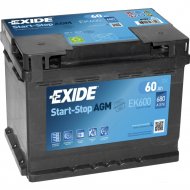 Аккумулятор автомобильный «Exide» AGM EK600 60Ah 680A, R+, 242x175x190, EK600