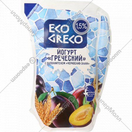 Йогурт греческий питьевой «Eco Greco» чернослив-злаки, 1.5%, 800 г