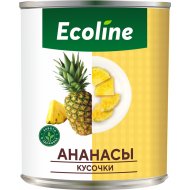Ананасы онсервированные Ecoline new кольца в легком сиропе, 565г