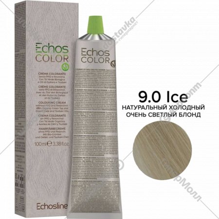 Крем-краска для волос «EchosLine» 9.0 ICE ультрасветлый русый ледяной естественный, 100 мл