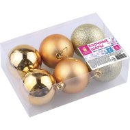 Набор шаров новогодних Золотая сказка 590867, темное золото, 6 шт