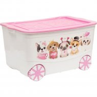 Ящик для игрушек «Эльфпласт» KidsBox, EP449-4, белый/розовый