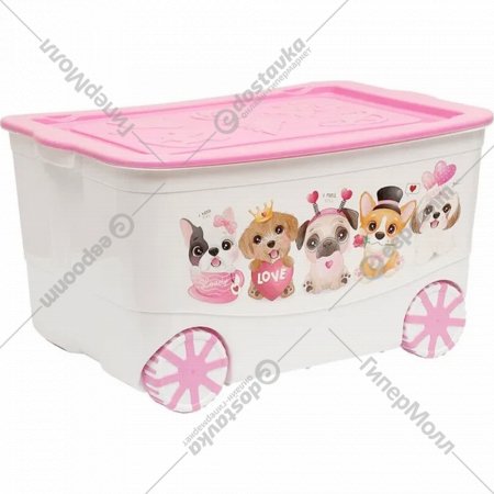 Ящик для игрушек «Эльфпласт» KidsBox, EP449-4, белый/розовый