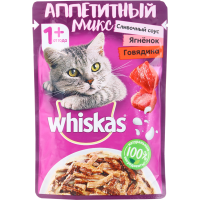 

Корм"ВИСКАС"(аппет.микс,соус/гов/ягн)85г