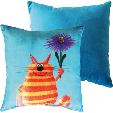 Подушка декоративная «Lanatex» Кис 0348, 22301, оранжевый, бирюзовый, 35x35x14 см