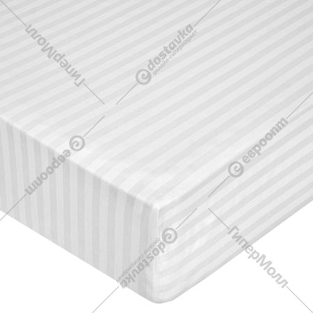Простыня «Milanika» Белая на резинке, поплин-страйп, 180x200x20 см
