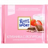 Шоколад «Ritter Sport» молочный с клубнично-йогуртовой начинкой, 100г