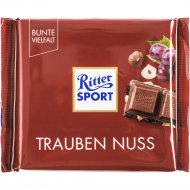 Шоколад молочный «Ritter Sport» с изюмом и цельным фундуком, 100 г