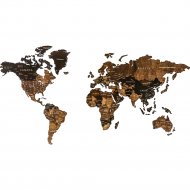 Декор на стену «Woodary» Карта мира на английском языке, 3199, многоуровневый, L, венге, 60х105 см
