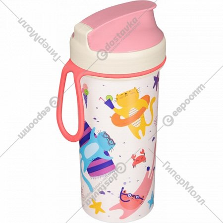 Бутылка детская «Пластишка» с декором и петлей, 43131750595, розовый, 400 мл