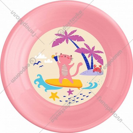 Тарелка детская «Пластишка» глубокая, с декором, 431322405, розовый, 18.5 см
