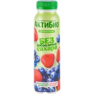 Биойогурт питьевой АктиБио с клубникой и черникой, без сахара, 1.5%, 260 г