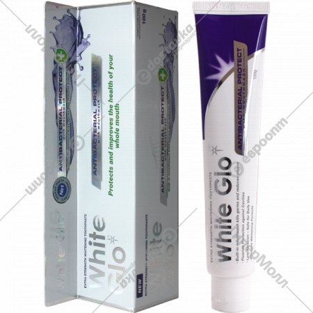 Зубная паста «White Glo» отбеливающая, с антибактериальным эффектом и ополаскивателем, 100 г