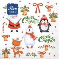 Салфетки бумажные Pero Prestige, Веселые друзья, 3 слоя, 20 листов х 12 шт