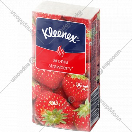 Платочки бумажные «Kleenex» Aroma Strawberry, 21x20 см, 10 шт