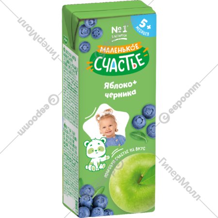 Нектар детский «Маленькое счастье» яблоко-черника, 200 мл