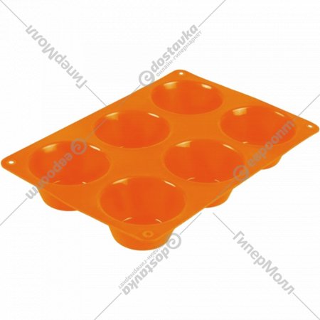 Форма для выпечки «TalleR» TR-66216, 6 маффинов, оранжевый, 24.7х16.5х3.3 см