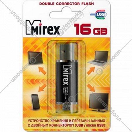 USB/microUSB флэш-накопитель с двойным разъёмом «Mirex» 13600-DСFBLS16, 16GB.