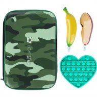 Пенал «Darvish» Camouflage, зеленый + 2 сувенирные ручки + POP IT, DV-LCH802-41