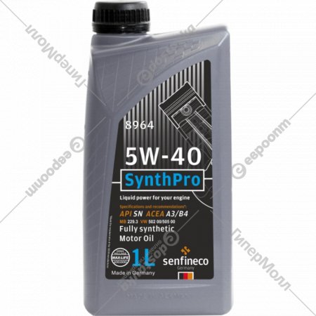 Масло моторное «Senfineco» SynthPro 5W-40 API SN ACEA A3/B4, 8964, 1 л