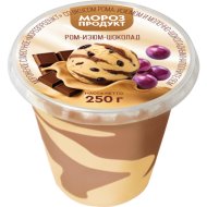 Мороженое «Морозпродукт» сливочное, со вкусом рома, изюма и молочно-шоколадным наполнителем, 250 г
