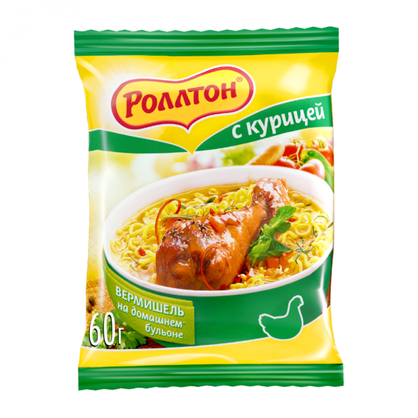 Вермишель быстрого приготовления «Роллтон» со вкусом курицы, 60 г ...