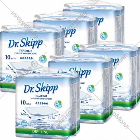 Пеленки детские «Dr.Skipp» Dry Line, 60x40 см, 60 шт