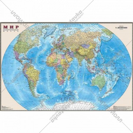 Карта мира «DMB» Физическая, Интерактивная, 1:25М, ОСН1234804, в пластиковом тубусе