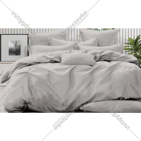 Комплект постельного белья «Luxor» Полоса 1x1 14-4002, сатин-страйп, 2-спальный, серый мрамор