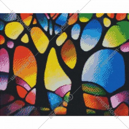 Алмазная мозаика «Menglei» Разноцветные деревья, VD160, 40х50 см