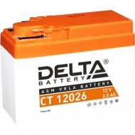 Аккумулятор мотоциклетный «Delta» AGM СТ 12026, бок YTX4A-BS, 2.5 А/ч