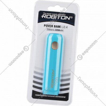 Внешний аккумулятор «Robiton» Power Bank, Li3.4 IRIS, БЛ14264, голубой