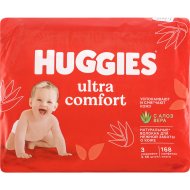 Салфетки влажные детские «Huggies» Ультра комфорт с алое вера, 3 х 56 шт